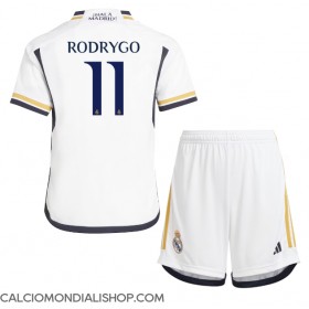 Maglie da calcio Real Madrid Rodrygo Goes #11 Prima Maglia Bambino 2023-24 Manica Corta (+ Pantaloni corti)